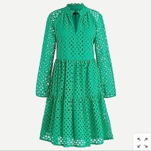 J.Crew Tiered Eyelet Dress - Green NWT